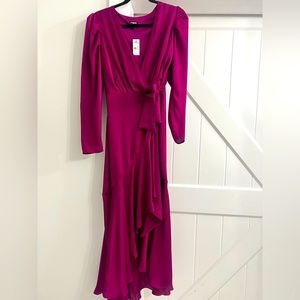 Express Faux Wrap Ruffle High Low Maxi Dress